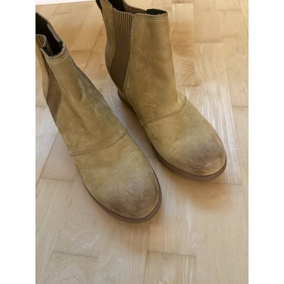 NWOT Sorel Joan Of Arctic Wedge Chelsea Boot Tan Cognac Wedge 9.5 - Picture 6 of 6